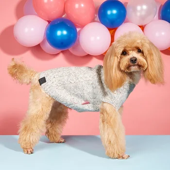 Мягкий осенне-зимний свитер для собак, джемпер, Роскошные вязаные свитера для щенков, пуловер, толстовка для маленьких средних собак, трикотаж синего цвета - Изображение 1  