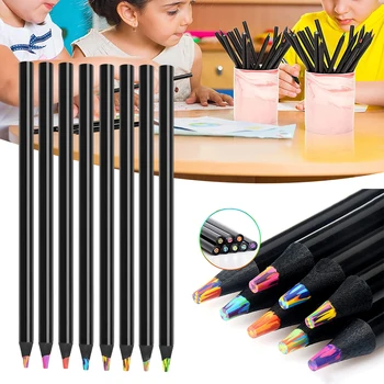 Набор цветных карандашей из черного дерева с портативной легкой ручкой для рисования из 8 предметов в подарок для детей и взрослых - Изображение 2  