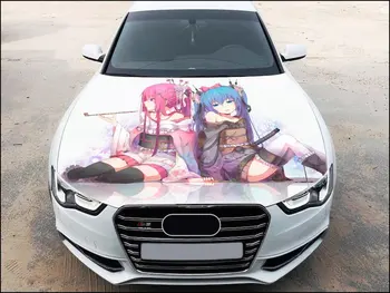 Накидка на капот автомобиля с аниме-девушкой, полноцветная виниловая наклейка Vocaloid Sticker # 3 - Изображение 1  