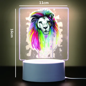 Настольная лампа со сменным цветом lion Детская лампа USB настольная лампа с сенсорной кнопкой 3D светодиодный ночник - Изображение 2  