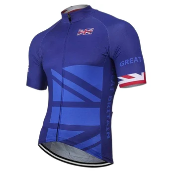 Новая мужская велосипедная майка с флагом Соединенного Королевства Синего цвета, велосипедная одежда команды Великобритании, велосипедная одежда с коротким рукавом, настраиваемая - Изображение 2  