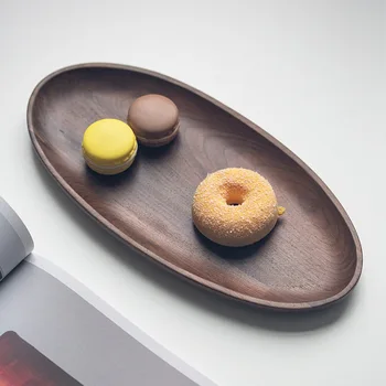 Новый овальный поднос для чая из черного ореха, овальная тарелка для домашних закусок в японском стиле, фруктовая тарелка - Изображение 2  