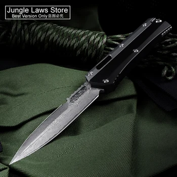 Нож GLYKON Версия с Дамасским Лезвием Micro OTF Tech Knives T7 Ручка Титановая Задняя Клипса EDC Тактические Карманные Ножи для Самообороны - Изображение 1  