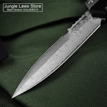 Нож GLYKON Версия с Дамасским Лезвием Micro OTF Tech Knives T7 Ручка Титановая Задняя Клипса EDC Тактические Карманные Ножи для Самообороны - Изображение 2  