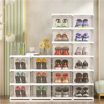 Офис по аренде жилья в общежитии Складной шкаф для обуви с защитой от окисления, гостиная, Обувная коробка Morden, Прозрачная коробка для хранения обуви - Изображение 2  