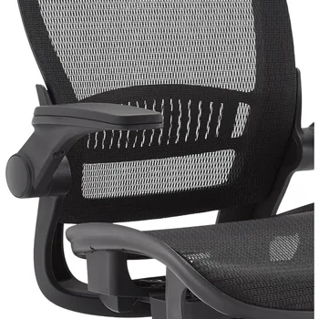 Офисное кресло, кресло с регулируемой высотой спинки, с откидывающимися подлокотниками и подголовниками, с сиденьем в сетчатом дизайне - черный - Изображение 2  