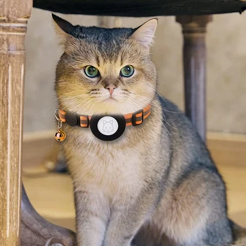 Ошейник для кошек с воздушной меткой, 2 упаковки, ошейники для кошек с защитной пряжкой и съемным колокольчиком для ошейника Apple Airtag для маленьких домашних животных - Изображение 2  