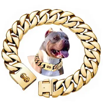 Ошейник-цепочка для большой собаки с пряжкой, прочный, сверхпрочный, из нержавеющей стали толщиной 32 мм, металлический, кубинский ошейник-цепочка для крупных собак - Изображение 1  