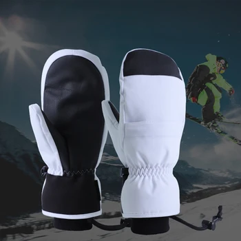 Перчатки для сноуборда на открытом воздухе с толстой мягкой опушкой из искусственного кроличьего плюша для женщин, зимние аксессуары - Изображение 1  