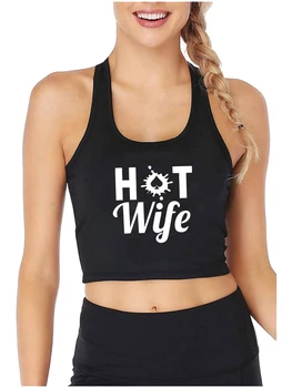 Пиковая дама Hot Wife с графическим рисунком, сексуальный облегающий укороченный топ, женские юмористические топы в веселом кокетливом стиле, пикантный камзол Hotwife - Изображение 1  