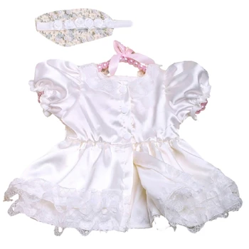 Платье принцессы для фотосъемки новорожденных и соответствующая повязка на голову, однотонное боди с головным убором для девочек 0-1 месяцев - Изображение 1  