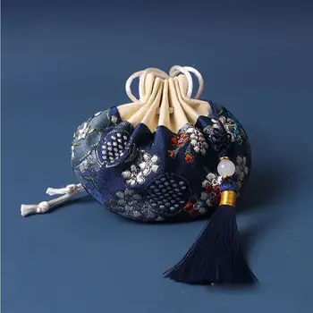 Подвесное украшение, многоцветная вышивка, тканевый кошелек с кисточками, пустое саше, сумка для хранения в китайском стиле, женская сумка для ювелирных изделий. - Изображение 2  