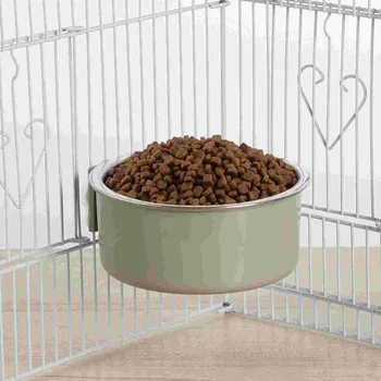 Поилка для домашних животных POPETPOP Съемная миска для домашних животных из нержавеющей стали, подвесная клетка, миска для подачи корма и воды - Изображение 2  