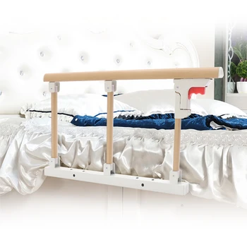 Поручни для кровати, безопасная ручка, перила для кровати для пожилых людей, взрослых, складной Прикроватный столик из алюминиевого сплава, складной Деревянный рельс - Изображение 1  