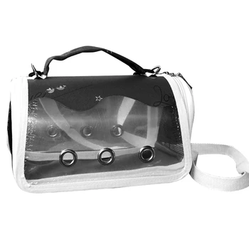 Прозрачная сумка для домашних животных с чашкой для кормления и насестом для птиц, универсальная сумка для путешествий, дышащая сумка - Изображение 2  