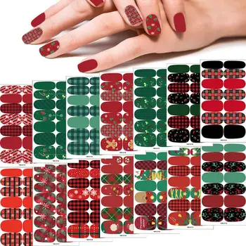 Рождественские Полутвердеющие Гелевые наклейки для ногтей, УФ / светодиодные лампы, художественные украшения для ногтей, Долговечное покрытие U8J7 - Изображение 1  