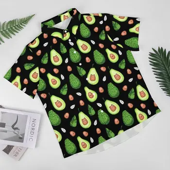 Рубашка Fruit Vacation с рисунком Каваи Авокадо, Летние повседневные рубашки, мужские модные блузки, топ на заказ с короткими рукавами, плюс размер - Изображение 2  
