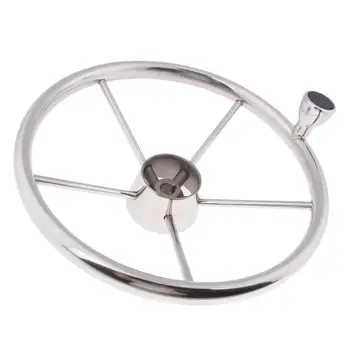 Рулевое колесо для морской лодки, нержавеющая сталь с 5 спицами, конический вал диаметром 3/4 дюйма - Изображение 1  