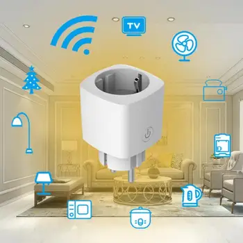 Смарт-вилка EU WiFi с функцией контроля питания, умная розетка с дистанционным управлением Tuya / APP, работает с Alexa Home - Изображение 1  
