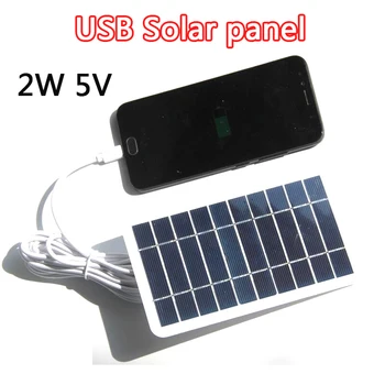 Солнечная панель 2 Вт с USB Водонепроницаемый поход на открытом воздухе и кемпинг Портативный аккумулятор Зарядный банк для мобильного телефона Зарядная панель 5 В - Изображение 1  