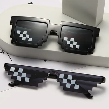Солнцезащитные очки с мозаикой для мужчин и женщин, Пиксельные Черные Солнцезащитные очки-роботы-геймеры, Крутые вечерние Очки винтажных оттенков. - Изображение 1  