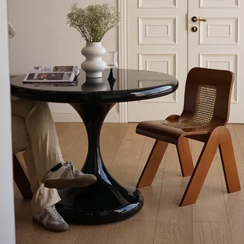 Средневековый обеденный стул Wabi-sabi Wind Lounge Chair Обеденный стул с изогнутой спинкой в стиле Ретро, Диван-кресло из массива дерева, мебель для дома - Изображение 2  