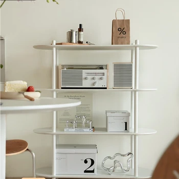 Стеллаж для хранения в скандинавском Instagram стиле, Напольный Стеллаж для хранения в гостиной, Простой белый Стеллаж для выставки товаров - Изображение 1  