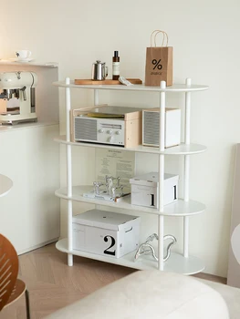Стеллаж для хранения в скандинавском Instagram стиле, Напольный Стеллаж для хранения в гостиной, Простой белый Стеллаж для выставки товаров - Изображение 2  