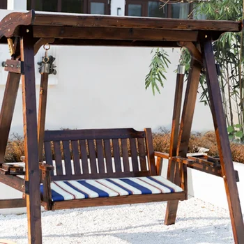 Уличные качели деревянный подвесной стул домашнее домашнее подвесное кресло-корзина уличные качели из массива дерева для отдыха кресло-качалка двойное - Изображение 1  