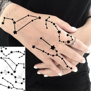 Уникальные временные татуировки в виде цепочки Созвездий Для женской руки, Черная Поддельная татуировка, наклейка на палец, Художественная труба, Моющиеся татуировки - Изображение 1  