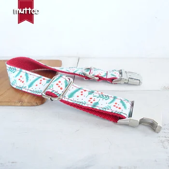 Уникальный дизайн MUTTCO модный галстук-бабочка ошейник для собак ручной работы с рождественскими листьями ошейник для собак и поводок с бантом UDC096 - Изображение 2  