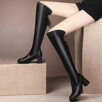 Эластичные Мягкие теплые удобные ботинки зимние новые женские модные удобные плюс хлопчатобумажные теплые ботинки женские повседневные сексуальные ботинки - Изображение 2  